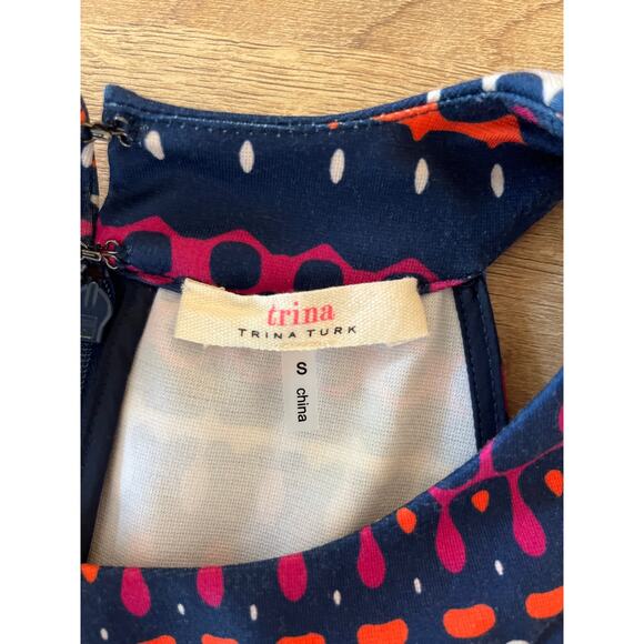 Trina Trina Turk Halter Neck Mini Dress Size S Multicolor Stretch Resortwear - Picture 6 of 9
